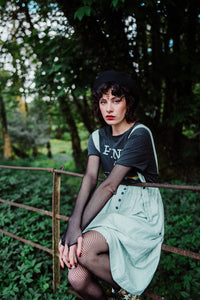 Mint Garden Dungaree Skirt