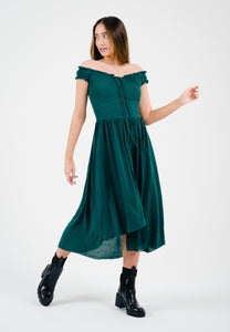 Forest Green Milkmaid Dress