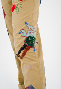 Vintage Abstract Appliqué Trousers