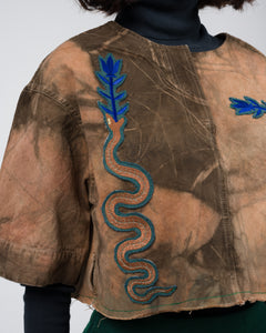 Naturally Dyed Embroidered Snake Top
