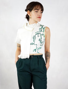 Abstract Cropped Blouse