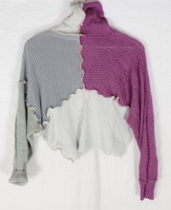 Grey & Purple Patchwork Knit