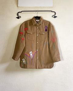 Hand-Embroidered Pictograph Shirt Jacket