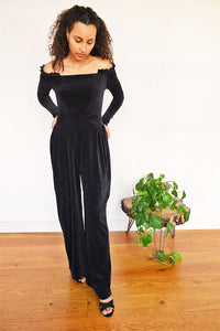 Organic Cotton Velvet Jumpsuit. Ideal for a night out, this velvet jumpsuit is cut from 100% organic cotton.  