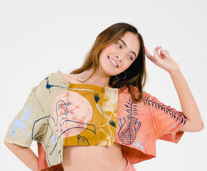 Naturally Dyed Patchwork Crop Top